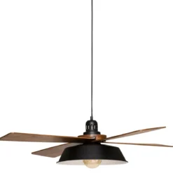 SUSPENSION METAL BOIS CUBA NOIR 94CM