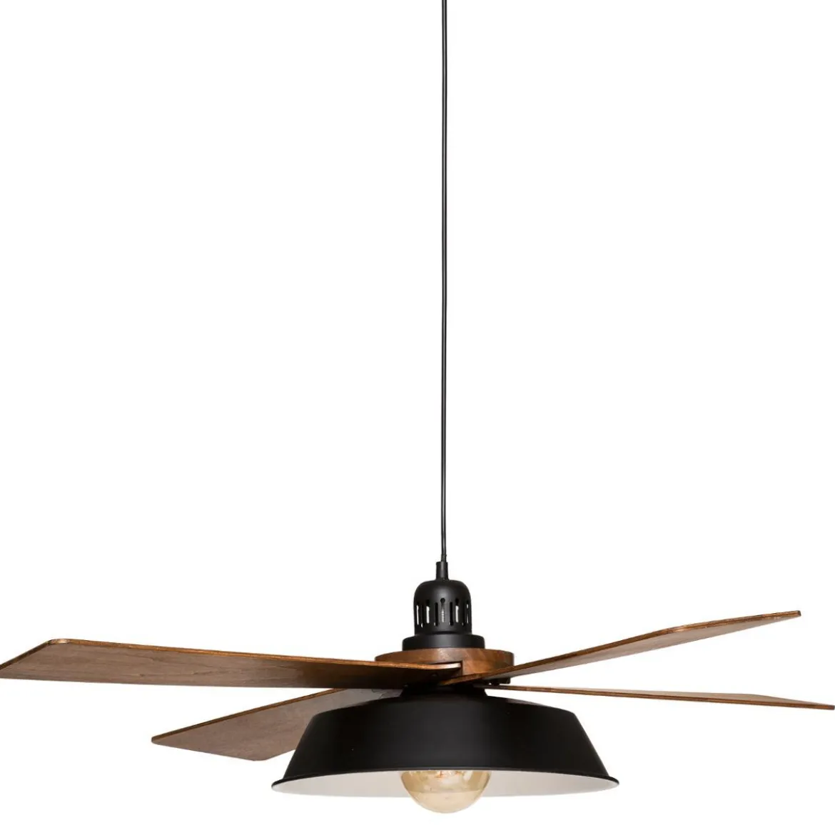 SUSPENSION METAL BOIS CUBA NOIR 94CM