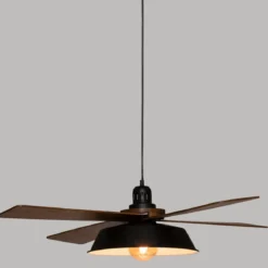 SUSPENSION METAL BOIS CUBA NOIR 94CM