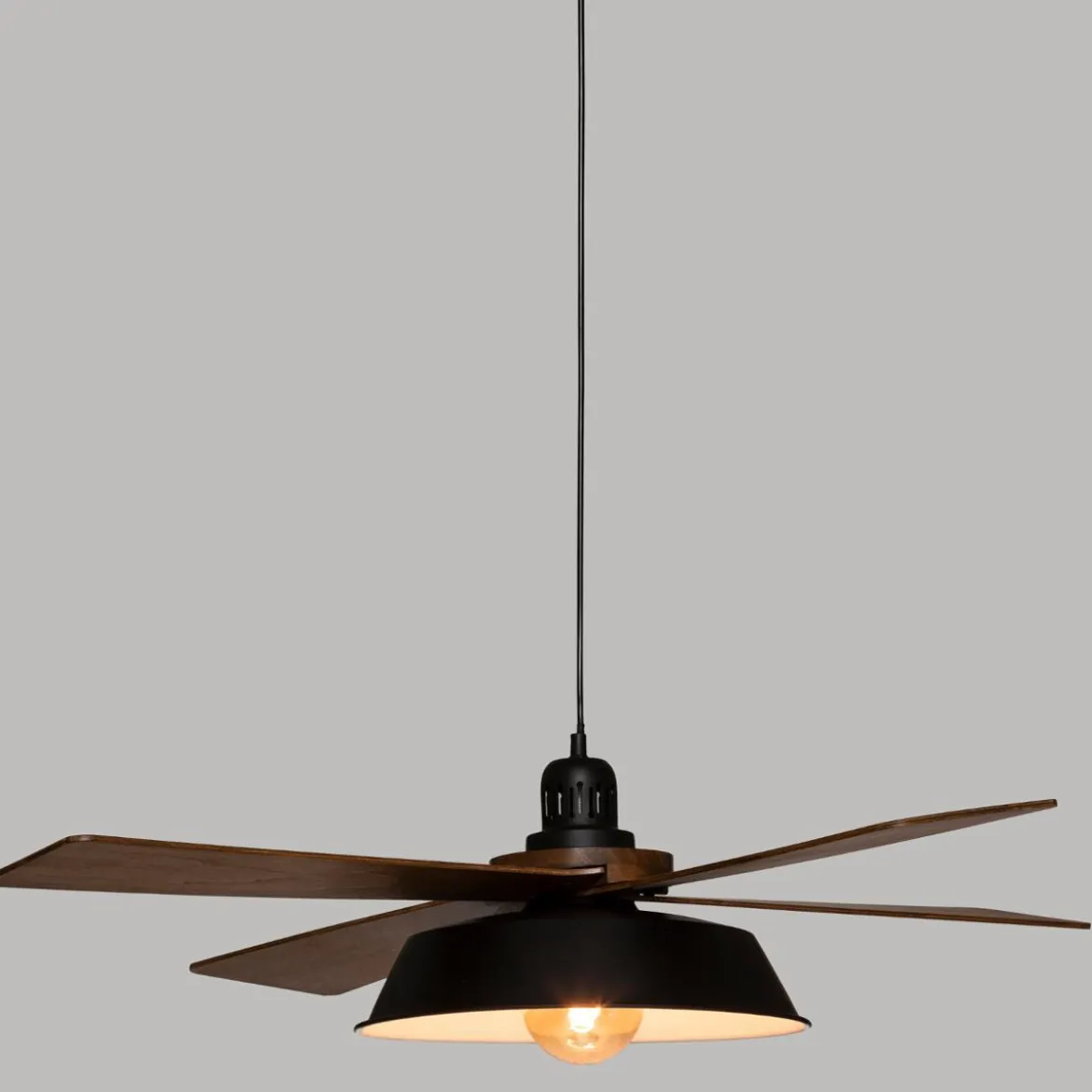 SUSPENSION METAL BOIS CUBA NOIR 94CM