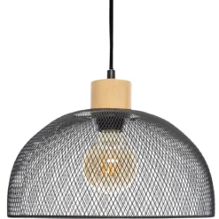 SUSPENSION METAL BOIS SAM NOIR D.30CM