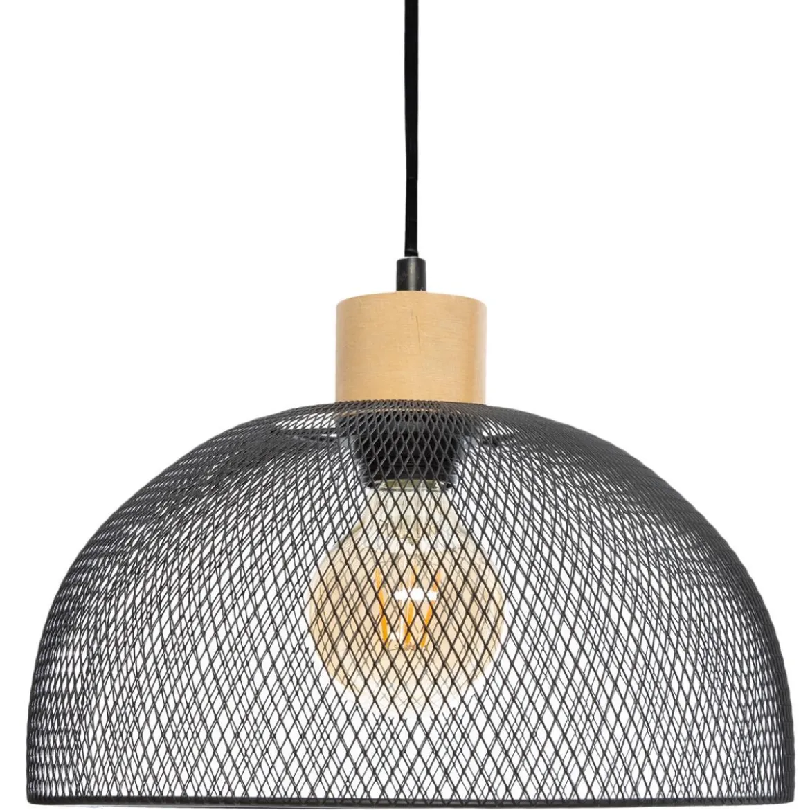SUSPENSION METAL BOIS SAM NOIR D.30CM