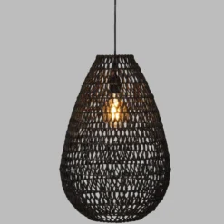 SUSPENSION METAL ET PAPIER ETEL NOIR H.55CM