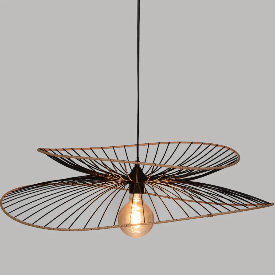 SUSPENSION METAL RATTAN ALARA NOIR D.69.5CM