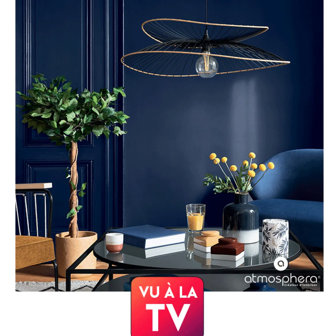 SUSPENSION METAL RATTAN ALARA NOIR D.69.5CM