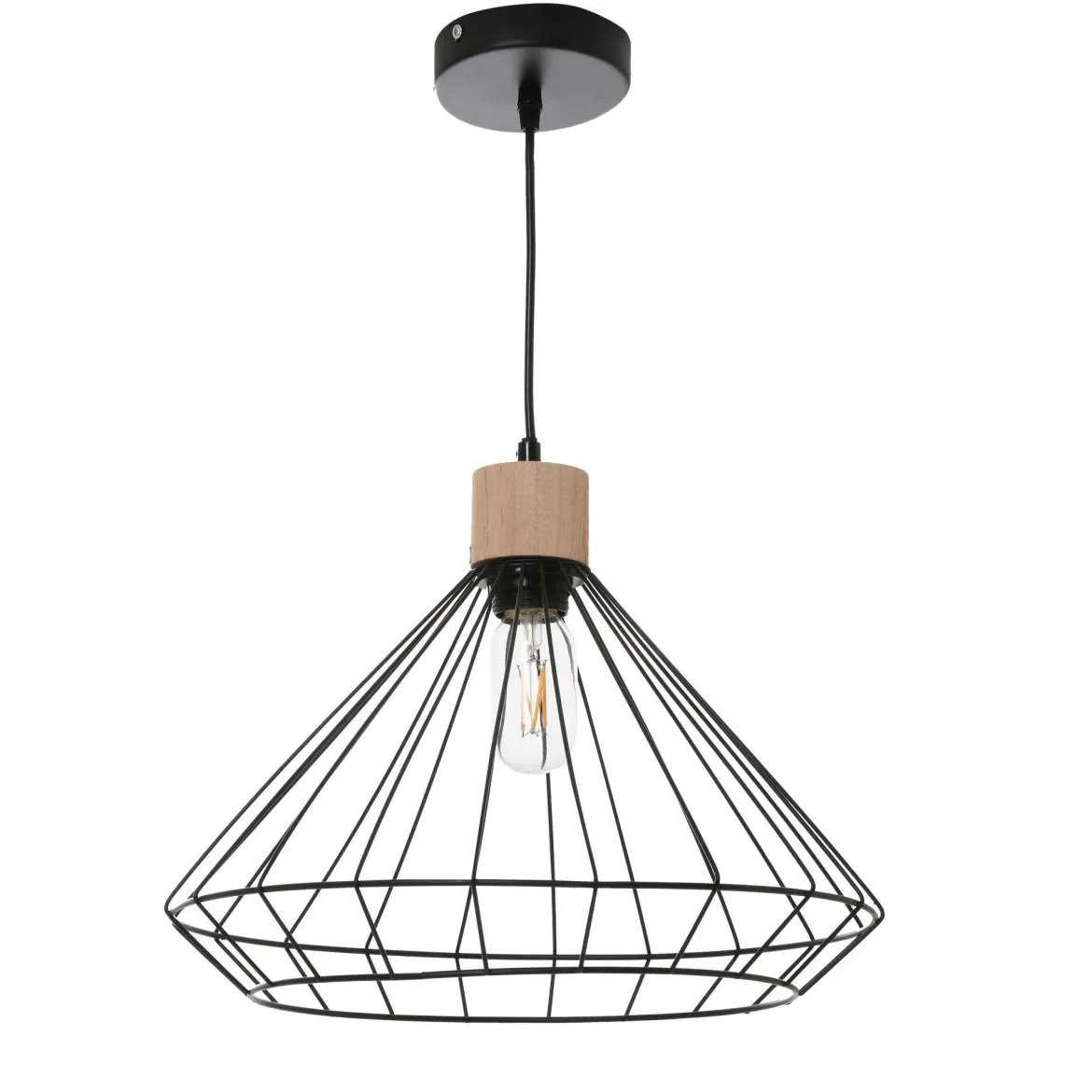 SUSPENSION NOIR EVASE METAL 35X35X27CM