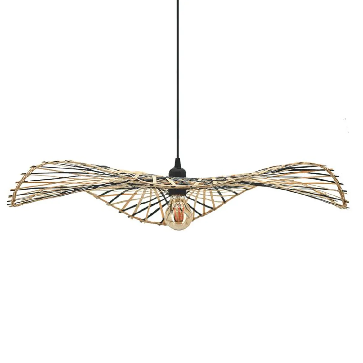 SUSPENSION RIKA NOIR NATUREL 8X70CM