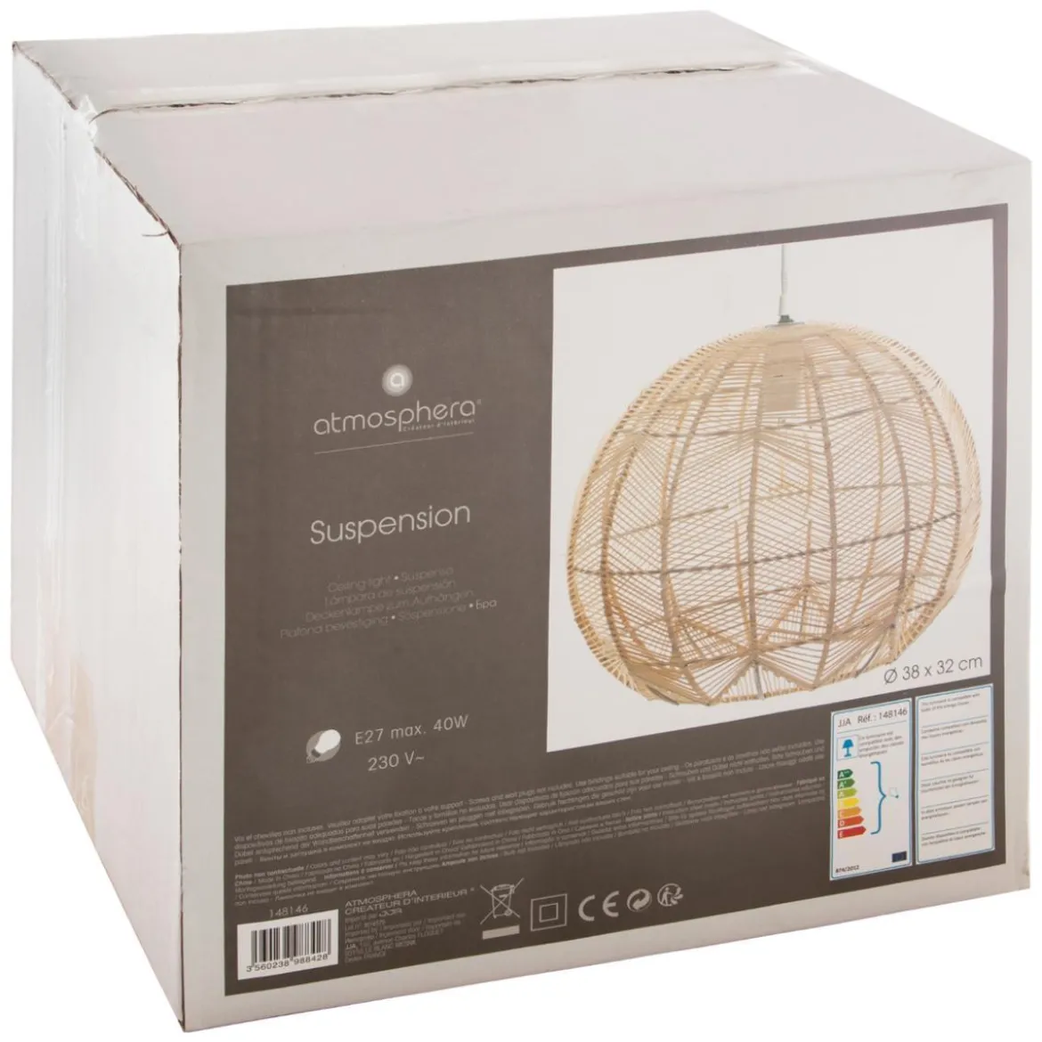 SUSPENSION ROTIN D.38X32CM