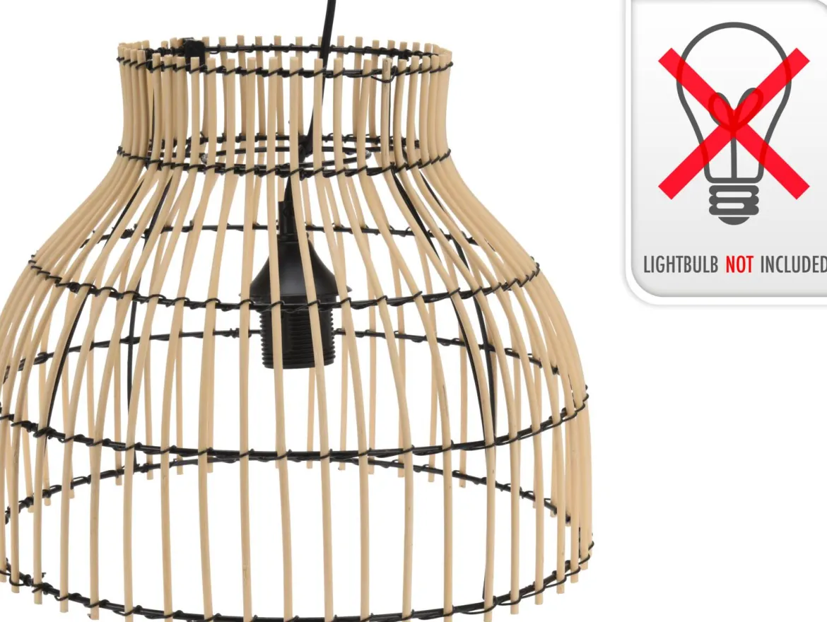 SUSPENSION ROTIN ET METAL NOIRE
