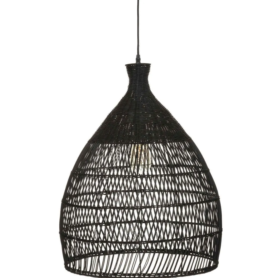 SUSPENSION ROTIN LEA NOIR D.49CM