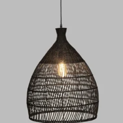 SUSPENSION ROTIN LEA NOIR D.49CM