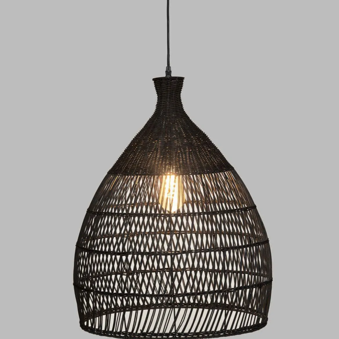 SUSPENSION ROTIN LEA NOIR D.49CM