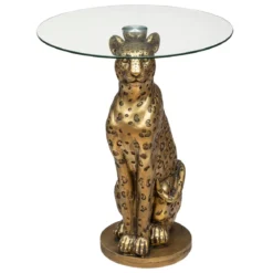 TABLE A CAFE WILD LEOPARD DORE D.40CM