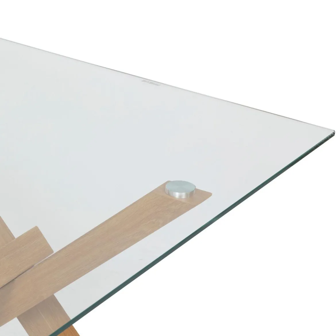 TABLE A DINER JOREL VERRE METAL EFFET CHENE 180X90CM