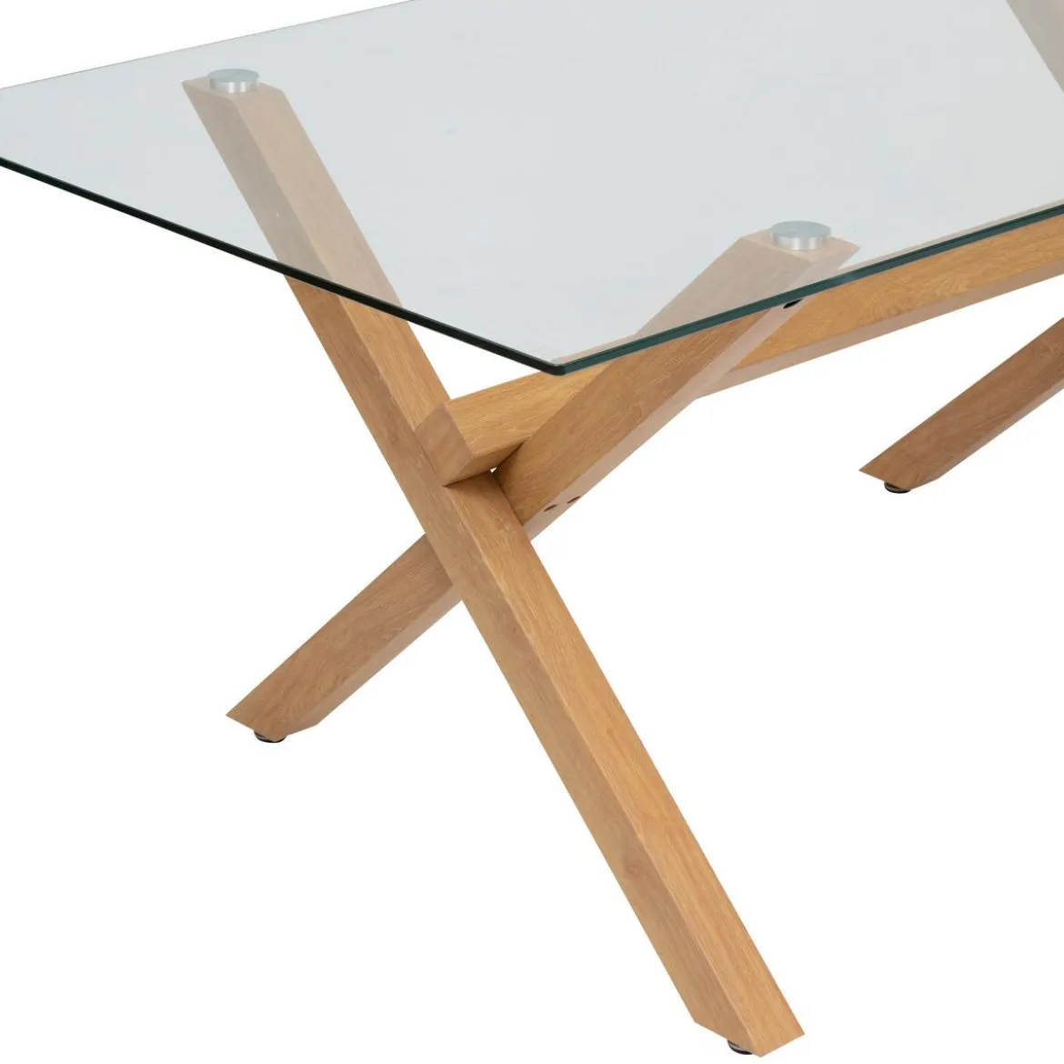 TABLE A DINER JOREL VERRE METAL EFFET CHENE 180X90CM