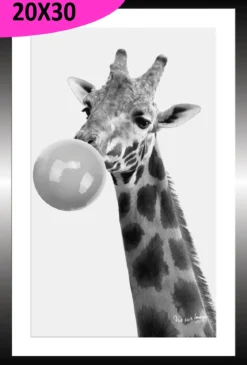 TABLEAU BAGUETTE NOIR GIRAFE 20X30CM