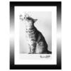 TABLEAU 15X20CM BAGUETTE NOIRE CHAT