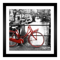 TABLEAU 25X25CM BAGUETTE NOIRE MAT BICYCLETTE