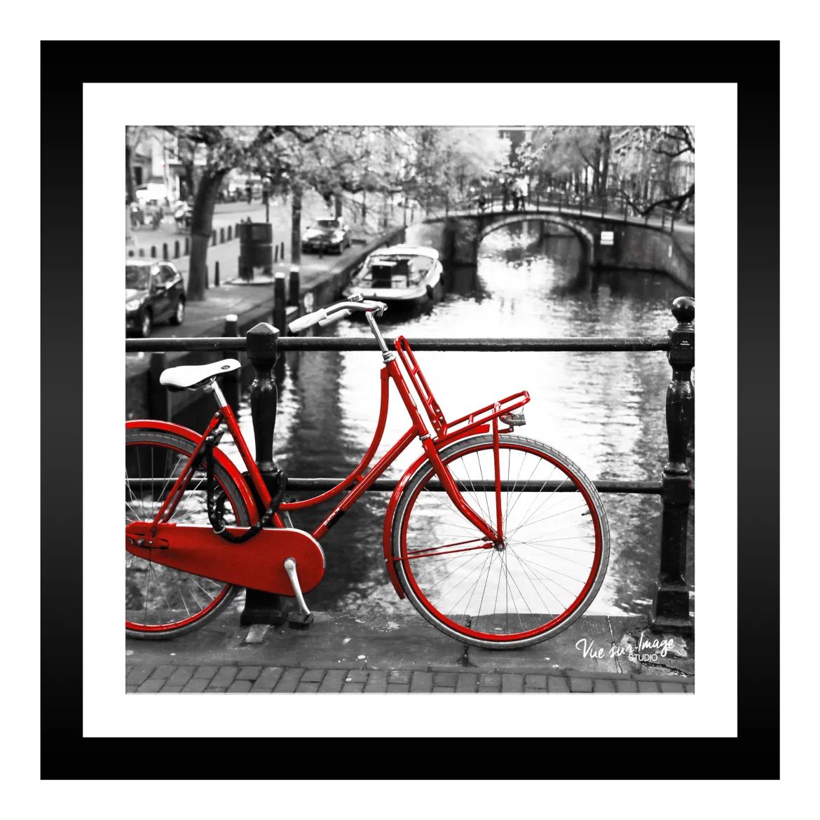 TABLEAU 25X25CM BAGUETTE NOIRE MAT BICYCLETTE