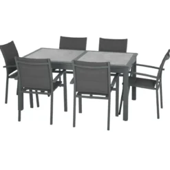 TABLE AZUA EXTENSIBLE VERRE STORM GRAPHITE 10 PLACES