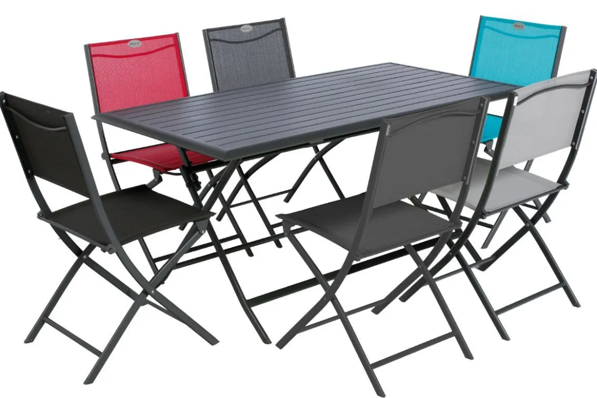 TABLE AZUA PLIANTE ALUMINIUM GRAPHITE 6 PLACES