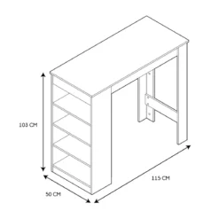 TABLE BAR MANGE DEBOUT ETAGERES BOIS