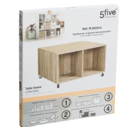 TABLE BASSE 4 CASES MIX NATUREL