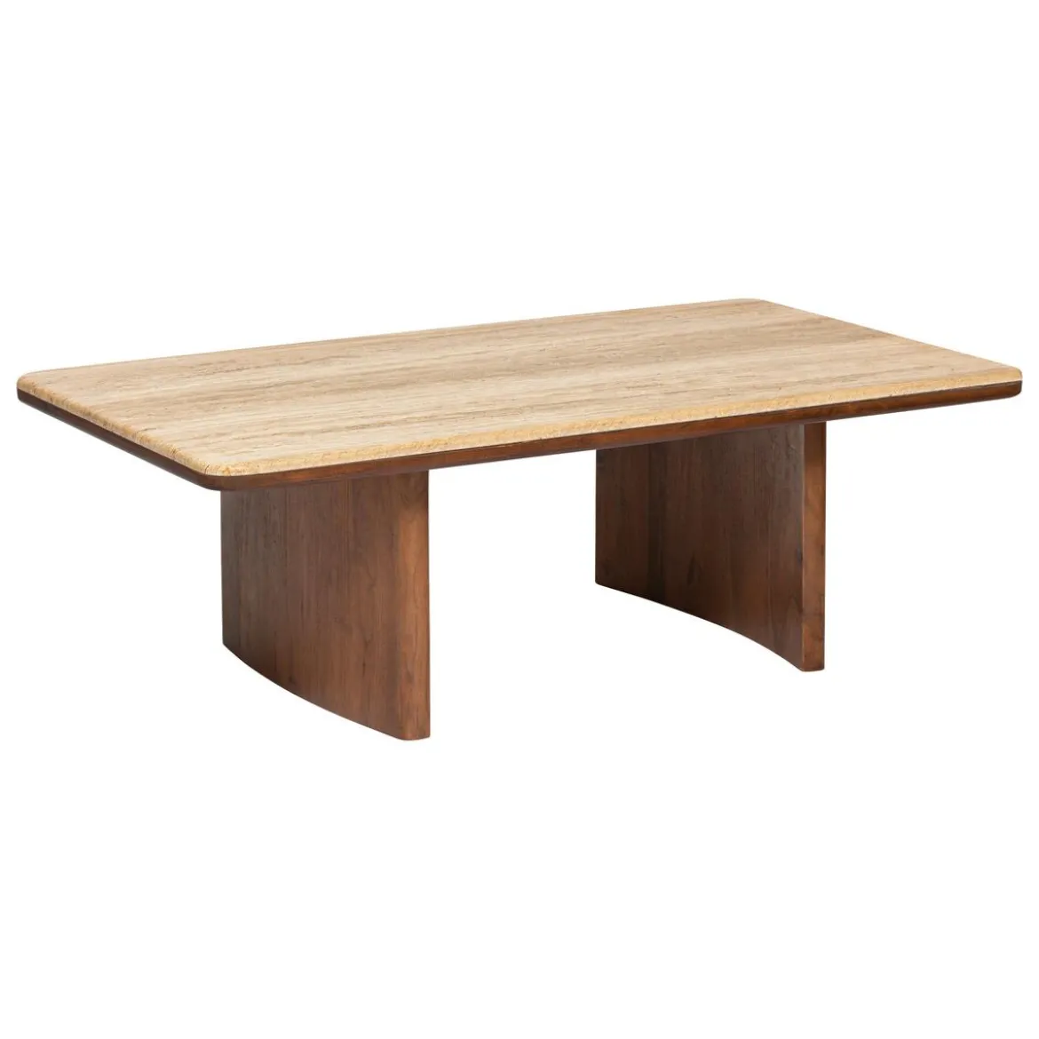 TABLE BASSE JIVAN TRAVERTIN BOIS D.120X70CM
