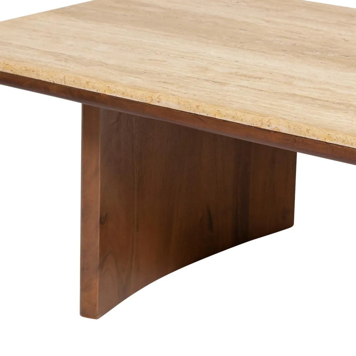 TABLE BASSE JIVAN TRAVERTIN BOIS D.120X70CM