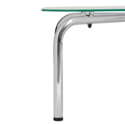 TABLE BASSE METAL VERRE HECATE CHROME