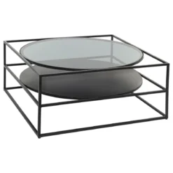 TABLE BASSE METAL VERRE YOHO D.90X90X40CM