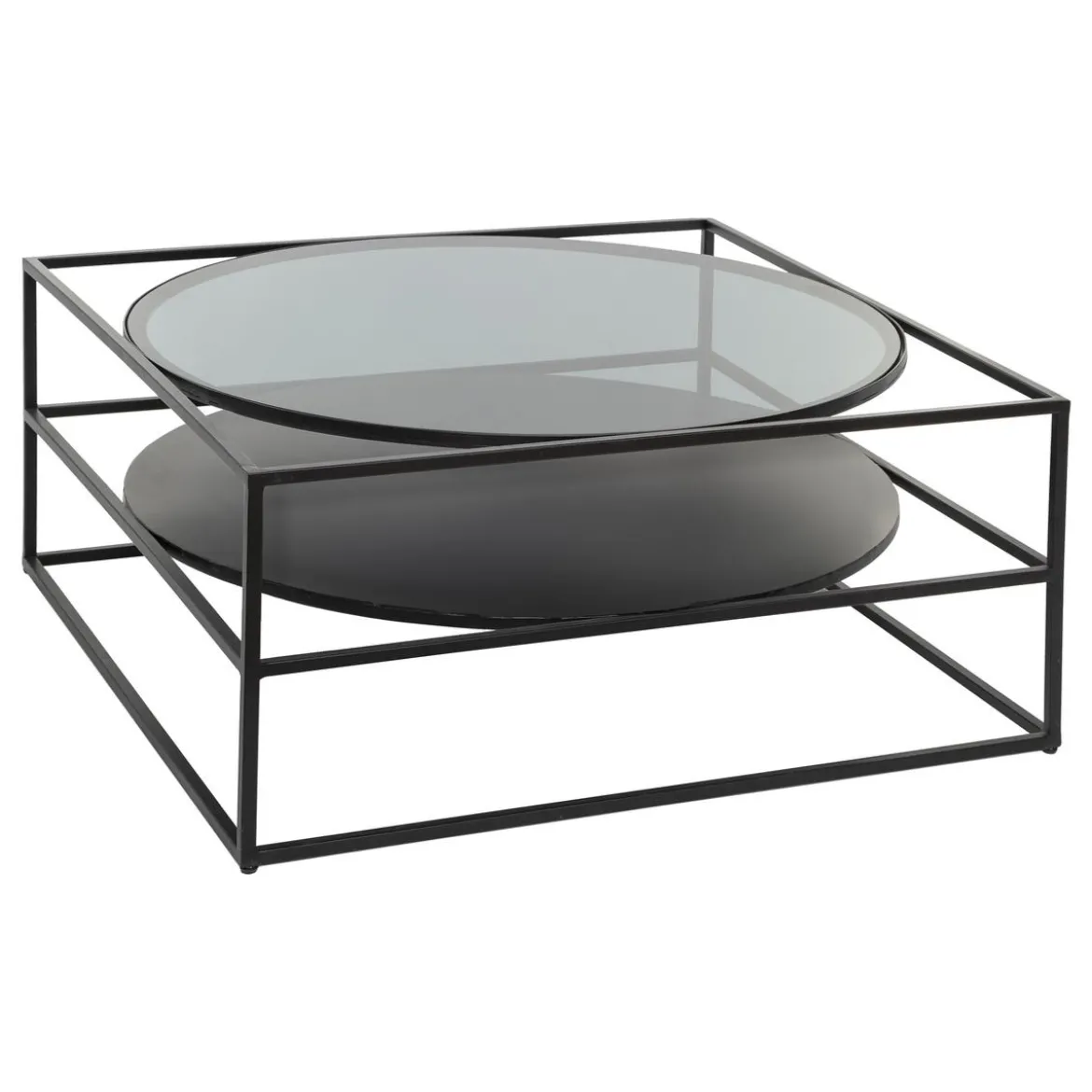 TABLE BASSE METAL VERRE YOHO D.90X90X40CM