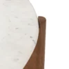 TABLE BASSE NANDA MANGUIER ET MARBRE BLANC D.91.5CM