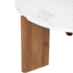 TABLE BASSE NANDA MANGUIER ET MARBRE BLANC D.91.5CM
