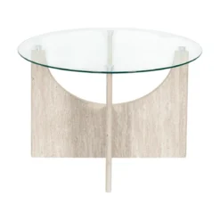 TABLE BASSE RONDE VERRE PIETRA D70CM