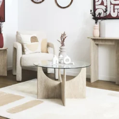 TABLE BASSE RONDE VERRE PIETRA D70CM