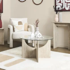 TABLE BASSE RONDE VERRE PIETRA D70CM