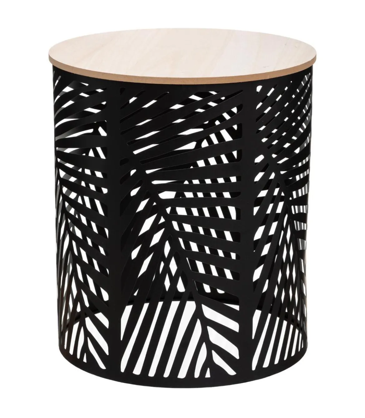 TABLE CAFE FEUILLE NOIR D.39X39X45CM