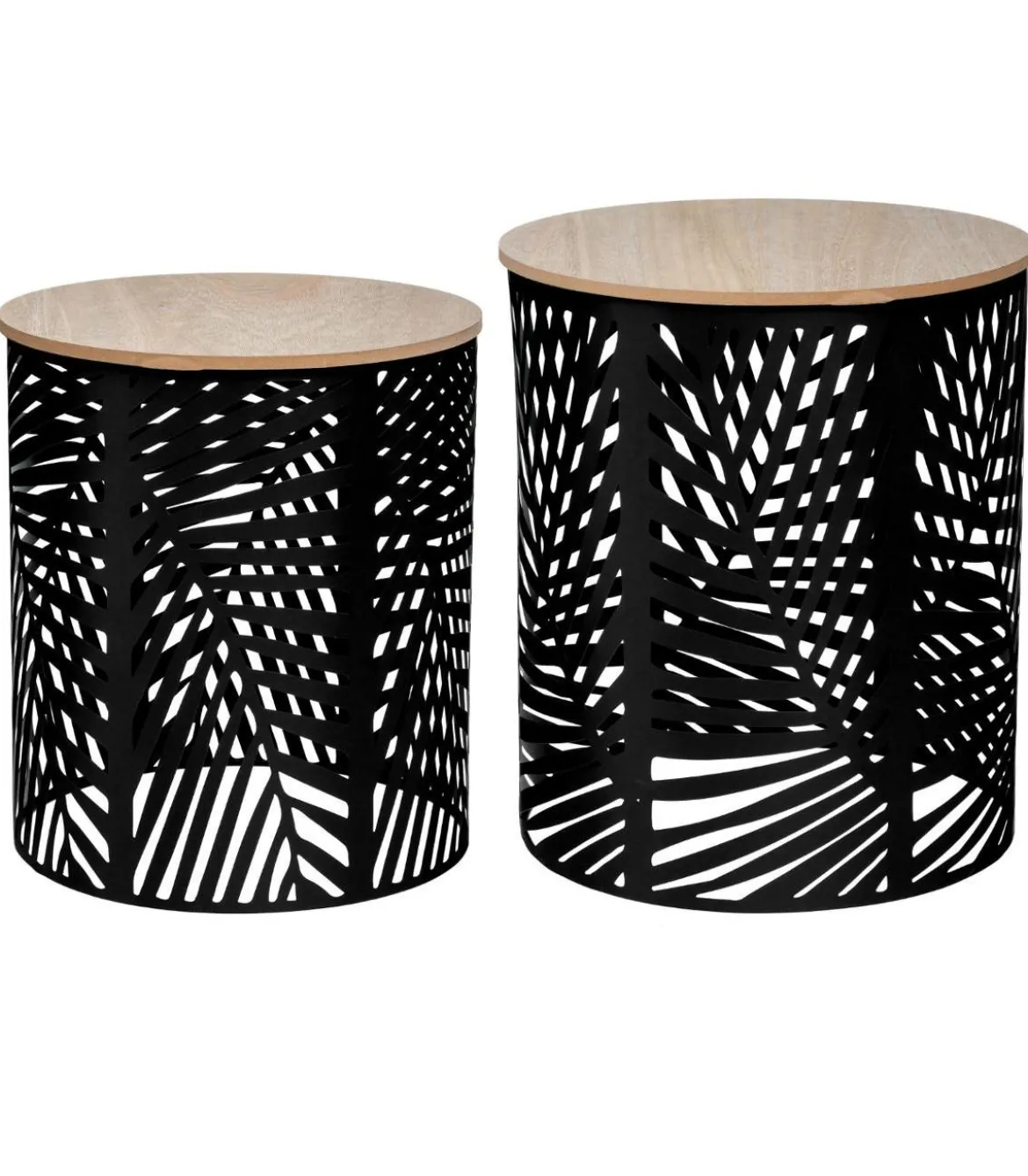 TABLE CAFE FEUILLE NOIR D.39X39X45CM