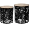 TABLE CAFE FEUILLE NOIR D.35X35X40CM