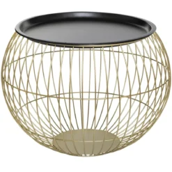 TABLE CAFE METAL ALYA DORE D.66.5X40CM