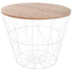 TABLE CAFE METAL BLANC KUMI D.38X30.5CM