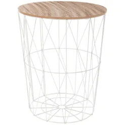 TABLE CAFE METAL BLANC KUMI D.47X57CM