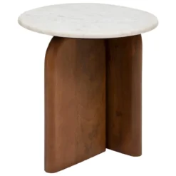 TABLE CAFE NANDA MANGUIER MARBRE BLANC D.51CM