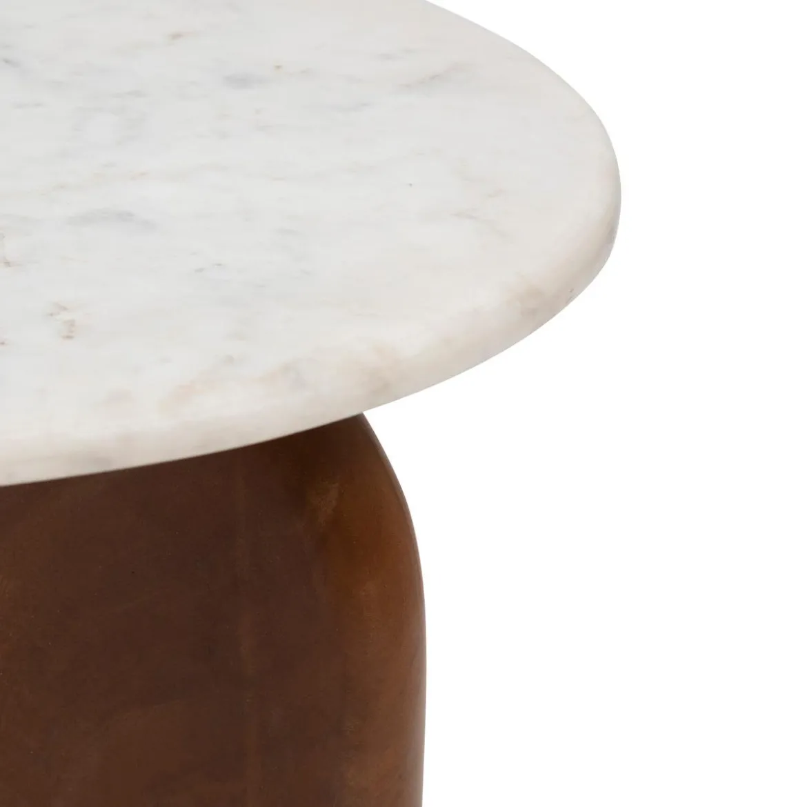 TABLE CAFE NANDA MANGUIER MARBRE BLANC D.51CM