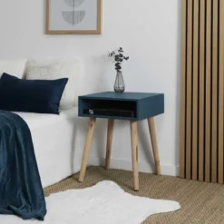 TABLE CHEVET NICHE BLEU