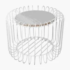 TABLE CYLINDRE FILAIRE BLANCHE 40X30CM M2