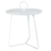 TABLE D APPOINT RONDE BLANCHE AVEC ANSE 40X40X50CM