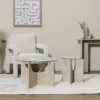 TABLE D APPOINT RONDE VERRE PIETRA D45CM