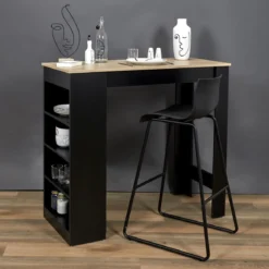 TABLE DE BAR MANGE DEBOUT ETAGERES CHEERS NOIR